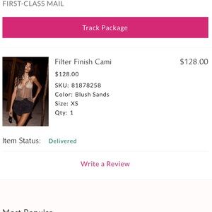 Free people filter finish cami in XS